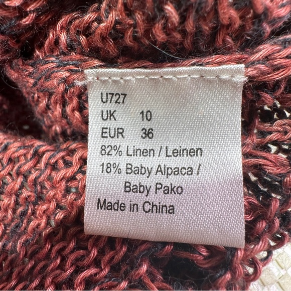 Poetry Linen and Baby Alpaca Blend Long Cardigan in Warm Red Clay Earth Tone - Picture 9 of 9